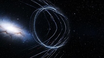 Explore the breathtaking expanse of a distant galaxy where stars whirl in brilliant patterns. Witness the cosmic dance and marvel at the vastness of space.