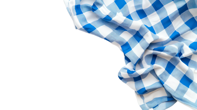 Blue And White Checkered Fabric Cloth Isolated On Transparent Background