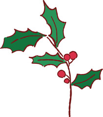 Fototapeta premium Hand Drawn Christmas Wreath with Berry