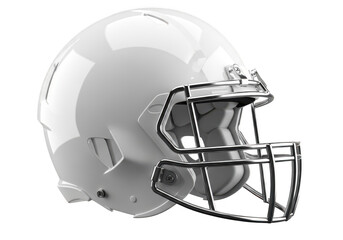 Fototapeta premium Glossy white american football helmet with silver facemask isolated on transparent background