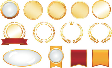 ゴールドメダルとリボン付きラベルセット 高級感のあるランキング素材