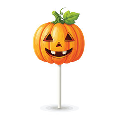 Halloween pumpkin jack o lantern lollipop isolated on white background