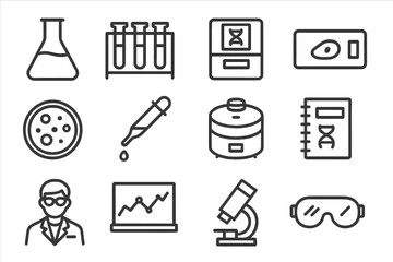 Flask petri research icon vector sequencing goggles biology icons safety dna microscope