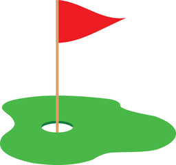 Golf course hole with red flag illustration