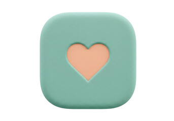 Mint green rounded square with heart cutout isolated PNG, love and support concept
