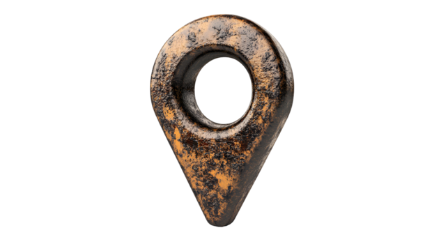Rusty Metal Location Pin Pointer Geo Tag Navigation Element