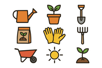 Gardening tools and supplies for planting and growing plants outdoors