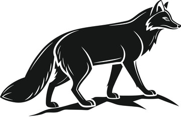 Detailed Black and White Fox Illustration &ndash; Realistic Animal Anatomy in Minimalist Style