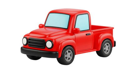 Retro Red Pickup Truck Render Classic Vehicle Automotive Illustration 3D Model Transportation on transparent background