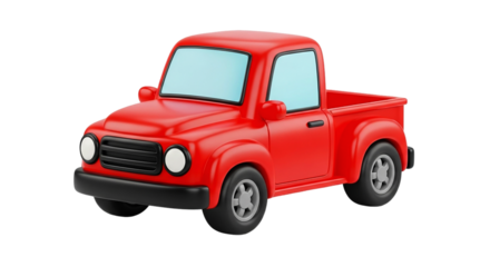 Retro Red Pickup Truck Render Classic Vehicle Automotive Illustration 3D Model Transportation on transparent background