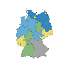 Obraz premium A colorful map illustrating the different states within germany s borders