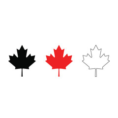 Three maple leaf variations presented black red and white outlines