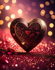Romantic heart on a sparkling backdrop
