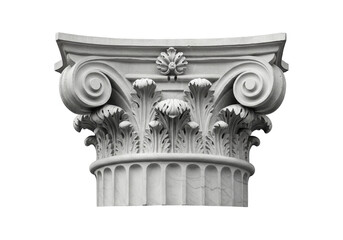 Obraz premium Capital of Corinthian column isolated on transparent background, architectural detail in stone
