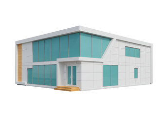 Modern two-story house isolated on a clean backdrop, contemporary architecture design in PNG format