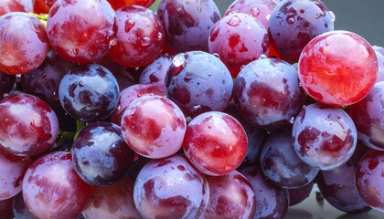 Close-up cluster of red and purple grapes
