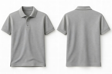 Plain Heather Gray Polo Shirt Mockup – Front and Back View on White Background