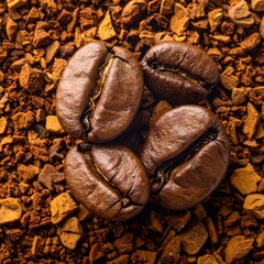 Close-up coffee beans on grounds