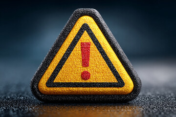 "Yellow Warning Triangle Icon with Exclamation Mark – Caution and Alert Road Sign Symbol"