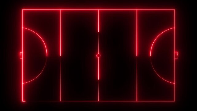 Hockey field icon animation on black background .futuristic digital icon video of a high-tech Hockey field .4k motion graphics .
