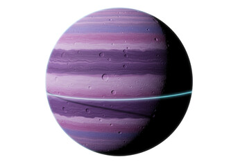 Striped gas giant planet with craters isolated on transparent background, space object PNG