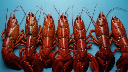 Red lobster on a wooden table ready to eat