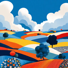 Field - An open area with rolling terrain
