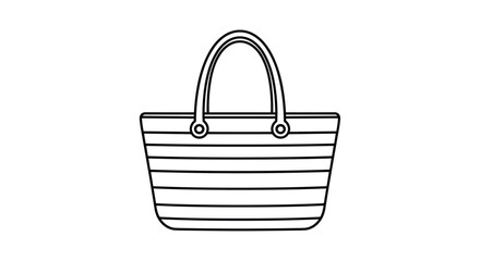 Striped woven tote bag with handles for beach outings and shopping trips.