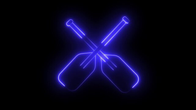 paddle icon animation on black background .futuristic digital icon video of a high-tech paddle .4k motion graphics .