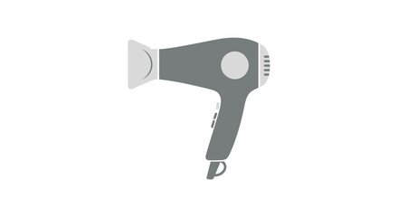 Gray Hair Dryer with White Nozzle and Handle.