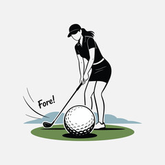 Woman playing gold, girl playing golf, sports