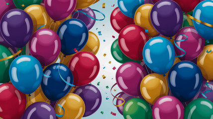 Colorful Balloons and Confetti Celebration Background