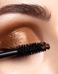 Close-up eye makeup application