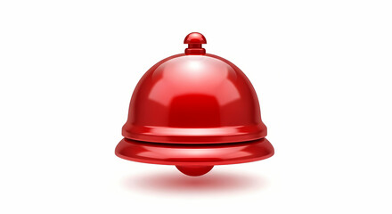 Fototapeta premium Service bell shiny red on white background with soft shadow for customer service.