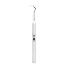 A close-up, isolated studio shot of a dental explorer tool with a sharp, angled tip.
