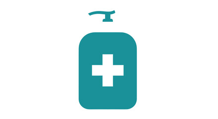 Fototapeta premium Teal Hand Sanitizer Bottle with White Cross Symbol.