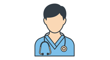 Fototapeta premium Professional Doctor Icon with Stethoscope and Scrubs.
