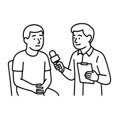 person interviewing a person vector line icon on a white background.
Vector line icon on a white background