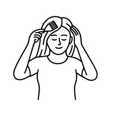 girl dyeing her hair vector line icon on a white background.
Vector line icon on a white background