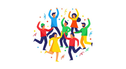Diverse Group of People Joyfully Dancing and Celebrating Together.