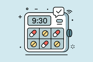 Smart pill dispenser reminder app on digital device for medication management
