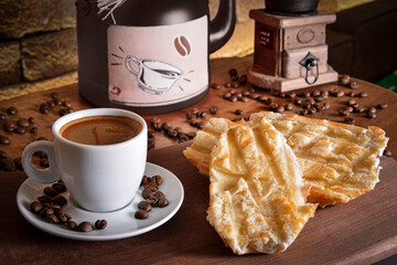 Café Expresso com pão na chapa