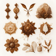 PNG brown rabbit design element set, transparent background