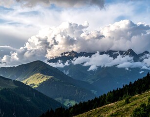 Fototapeta premium Mountain vista with dramatic clouds