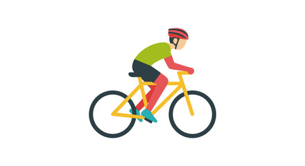 Fototapeta premium A cyclist in colorful athletic gear riding a bright yellow bicycle flat vector illustration.