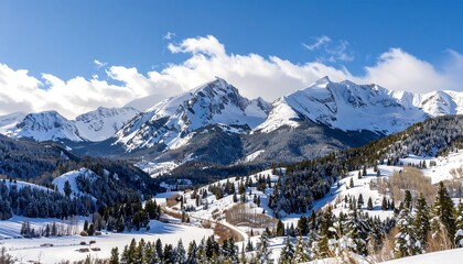 Snowy mountain range landscape