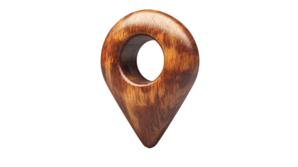 Wooden Location Pin Pointer Map Marker Navigation Design Element