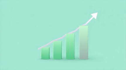 green bar chart illustration with ascending growth pattern representing business statistics financial improvement and positive development