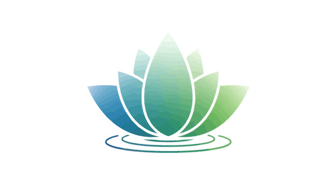 Gradient Lotus Flower Icon with Water Ripples. - Powered by Adobe