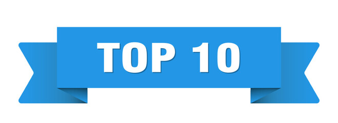 top 10 ribbon isolated on transparent background. top 10 ribbon